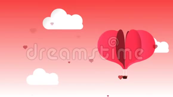 非常甜蜜的动画代表了心形气球的爱和激情的感觉理想的庆祝视频的预览图
