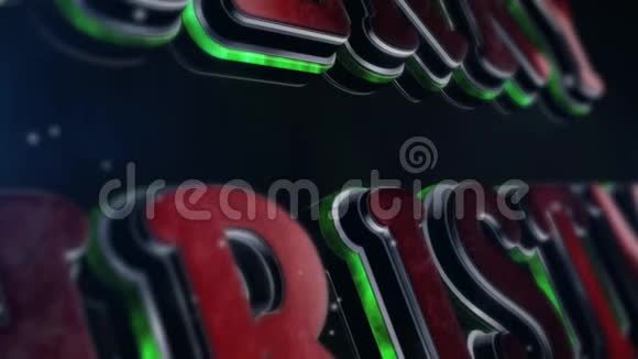 红色绿色圣诞快乐金属3D文本4K循环视频的预览图