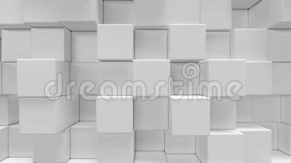 白色几何立体抽象背景三维渲染4k动画视频的预览图