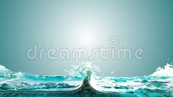 蓝色水面飞溅蓝色液体缓慢运动视频的预览图