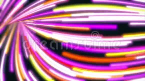 用彩色线条快速旋转抽象路径动画波折旋转的能量通道视频的预览图