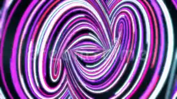 用彩色线条快速旋转抽象路径动画波折旋转的能量通道视频的预览图