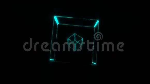 许多透明的霓虹灯在空间中旋转三维渲染背景计算机生成视频的预览图