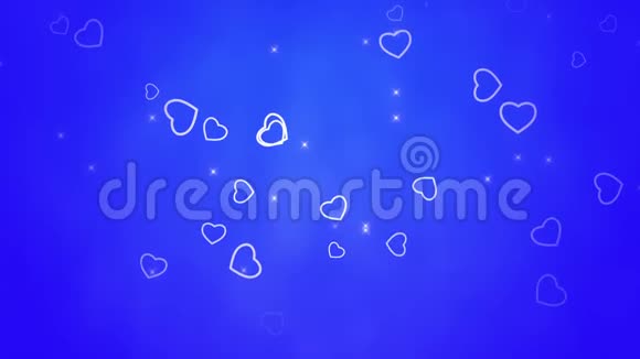 蓝色背景的浪漫白心动画视频的预览图