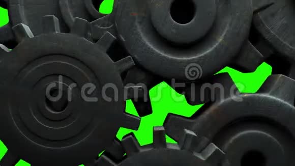 绿色铬键上生锈的齿轮视频的预览图