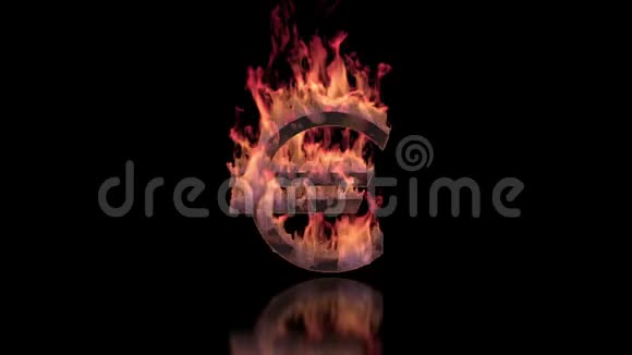 在光滑的表面上燃烧的欧元符号视频的预览图