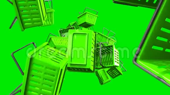 绿色背景上的绿色购物篮视频的预览图