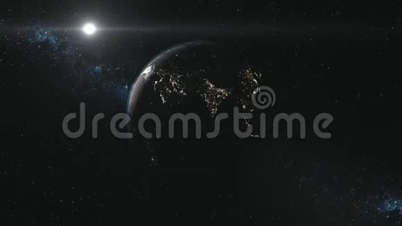 黑色空间中地球与银河系的运动图形视频的预览图