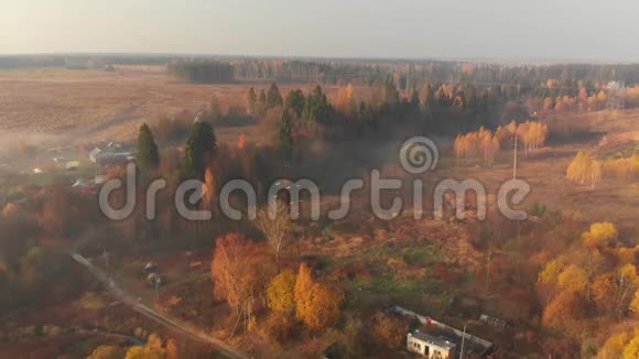 俄罗斯的秋天乡村早晨有雾视频的预览图