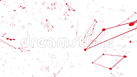 抽象干净的红色挥动三维网格或网格作为空间背景红色几何振动环境或脉动数学视频的预览图