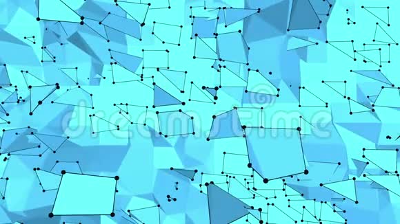 蓝色低聚变形表面作为技术背景蓝色多边形几何变形环境或脉动视频的预览图