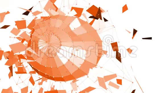 抽象橙色挥动三维网格或网格的脉动几何物体用作抽象科幻背景橙色视频的预览图