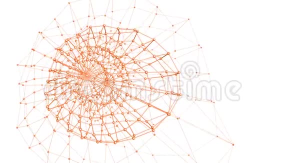 抽象橙色挥动三维网格或网格的脉动几何物体用作抽象的迷幻背景橙色视频的预览图