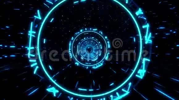 3D蓝SciFi星门隧道VJ环路运动背景视频的预览图