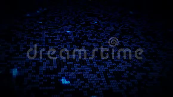 技术数据流电网上出现明亮的蓝色发光的计算机数字视频的预览图