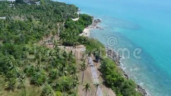 海景海岸线和岛上有棕榈树视频的预览图