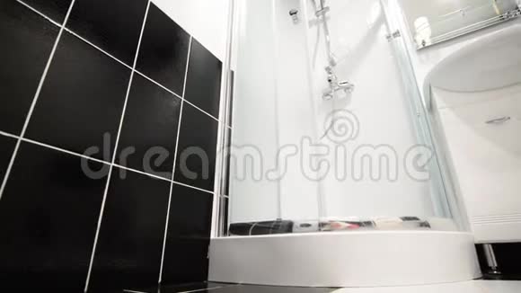 室内黑白浴室带淋浴视频的预览图