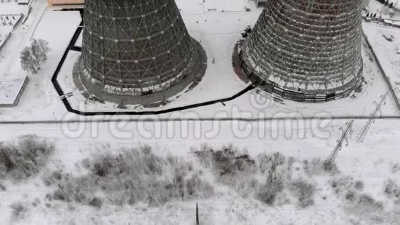 冬季热电站空中观景俯视图复印机拍摄视频的预览图