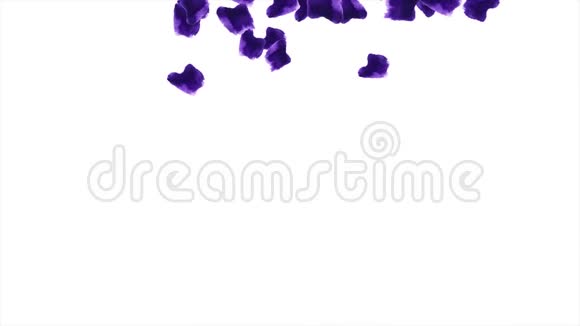 水彩水彩紫罗兰落在白色背景上以水彩为背景的蓝色抽象水墨画视频的预览图