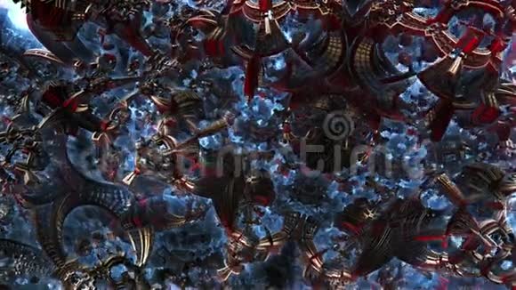 小金属物品三维分形的有序混沌未来城市的三维分形星系文明的发展视频的预览图