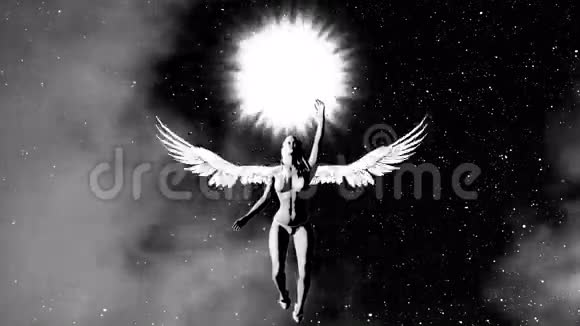 天使女孩飞向太阳4K视频的预览图
