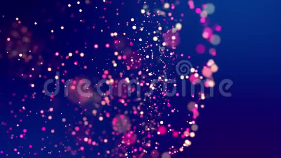 奇妙的节日抽象背景闪光的魔法多色粒子在粘稠的液体中飞行或漂浮发光视频的预览图