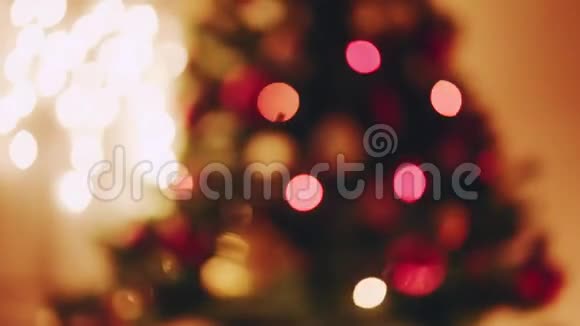 用照明装饰的圣诞树视频的预览图