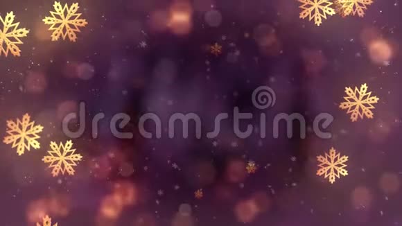 美丽的圣诞雪花在红色假日抽象背景无缝循环背景视频的预览图