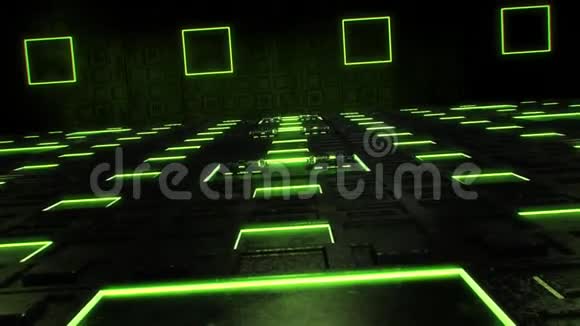 3D绿色科幻科技室环境互联网标志背景视频的预览图