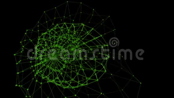 抽象清洁绿色挥动三维网格或网格作为高技术背景绿色几何振动环境或脉动视频的预览图