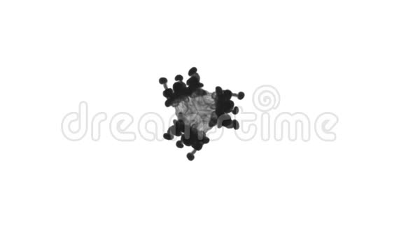 大量的流动形成环墨水注入是孤立的白色在缓慢的运动黑色颜料滴在水里英奇视频的预览图