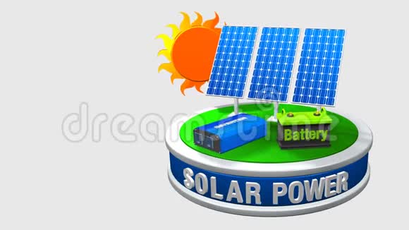 3太阳能设备的D动画由3太阳能电池板逆变器和60度旋转3电池组成视频的预览图