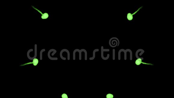 在形成圆形的水中有荧光的亮绿色的色调这是3d渲染镜头的慢动作油墨背景或视频的预览图