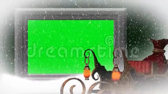 圣诞降雪动画圣诞帽除了绿色屏幕视频的预览图