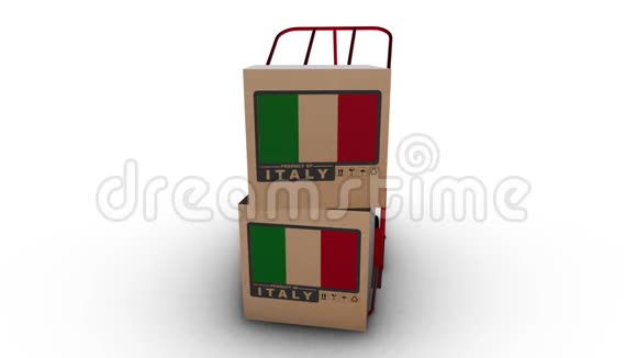 意大利红色手推车与盒子旋转视频的预览图