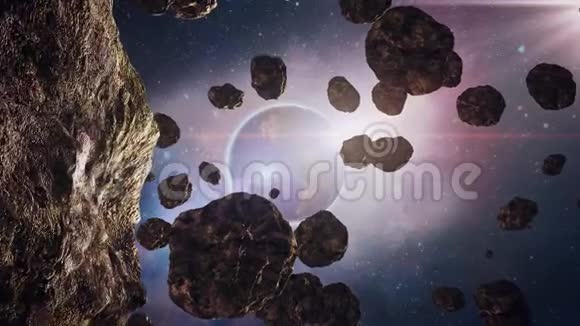 飞越小行星带俯瞰地球太空4K视频的预览图