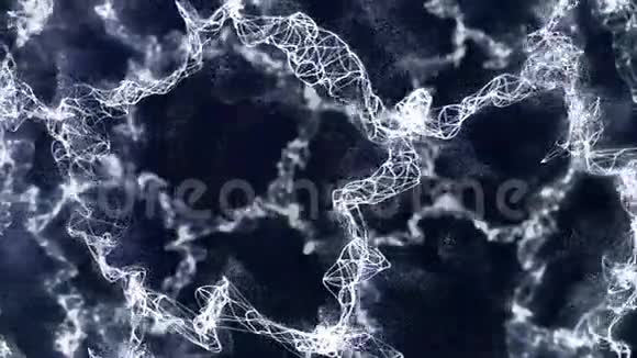能源领域的动画有机运动中的蓝紫丛结构和背景中闪烁的灯光视频的预览图