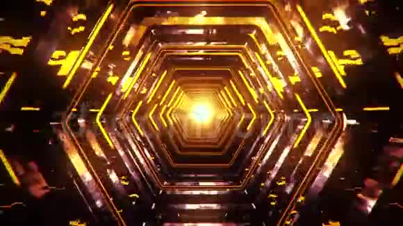 3D金黄六角隧道VJ环路A背景视频的预览图
