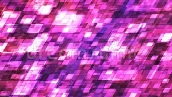 广播闪烁斜高科技小方粉红抽象循环4K视频的预览图
