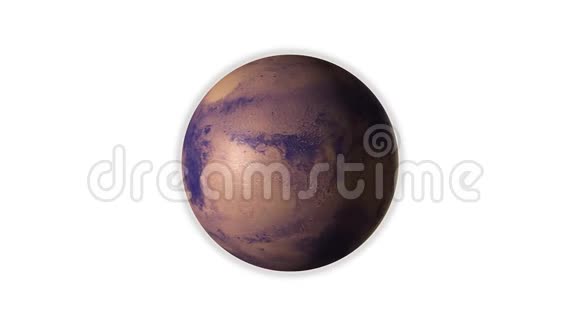 星球火星旋转在白色背景上隔离视频的预览图