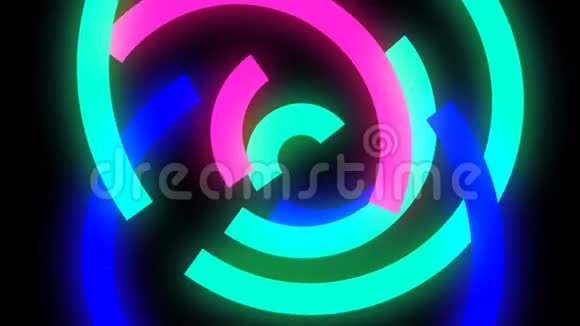 抽象简单的线性动态彩色圆圈运动视频的预览图