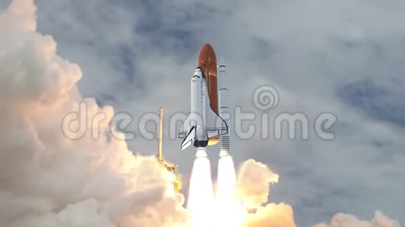 慢运动航天飞机发射的现实三维动画这段视频的元素由美国宇航局提供视频的预览图
