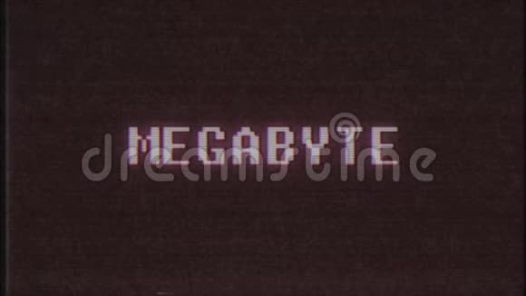 复古视频游戏MEGABYTE文字电脑电视故障干扰噪声屏幕动画无缝循环新质量视频的预览图