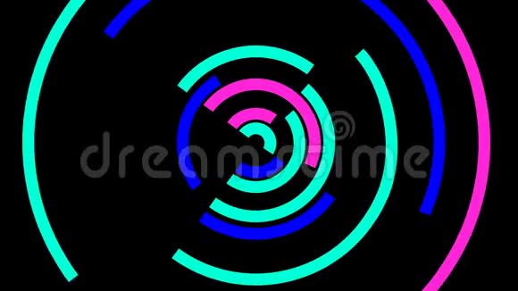 抽象简单的线性动态彩色圆圈运动视频的预览图