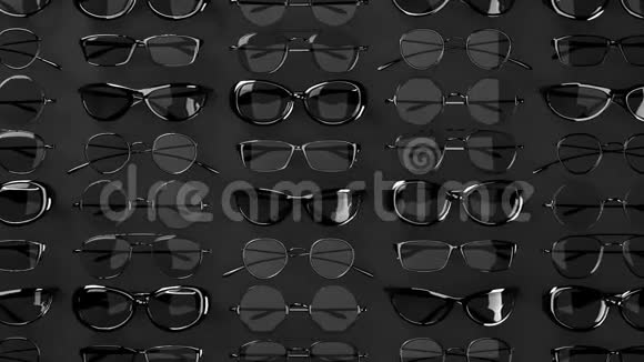 黑色背景上的许多黑色眼镜视频的预览图