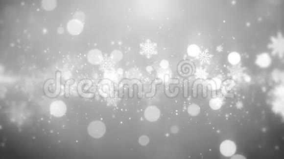 圣诞运动背景镜头白色主题金色雪花灯光在时尚和优雅的主题循环视频的预览图