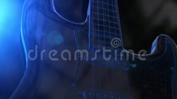 蓝色线框3D电吉他动画视频的预览图