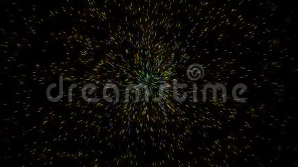 视频背景与多色的光粒子从图像的中心发出小的彩色点视频的预览图