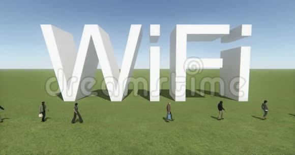 4k人走在wifi标志技术网络标志的前面视频的预览图