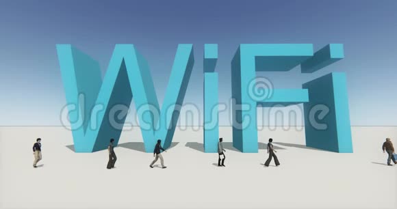 4k人走在wifi标志技术网络标志的前面视频的预览图